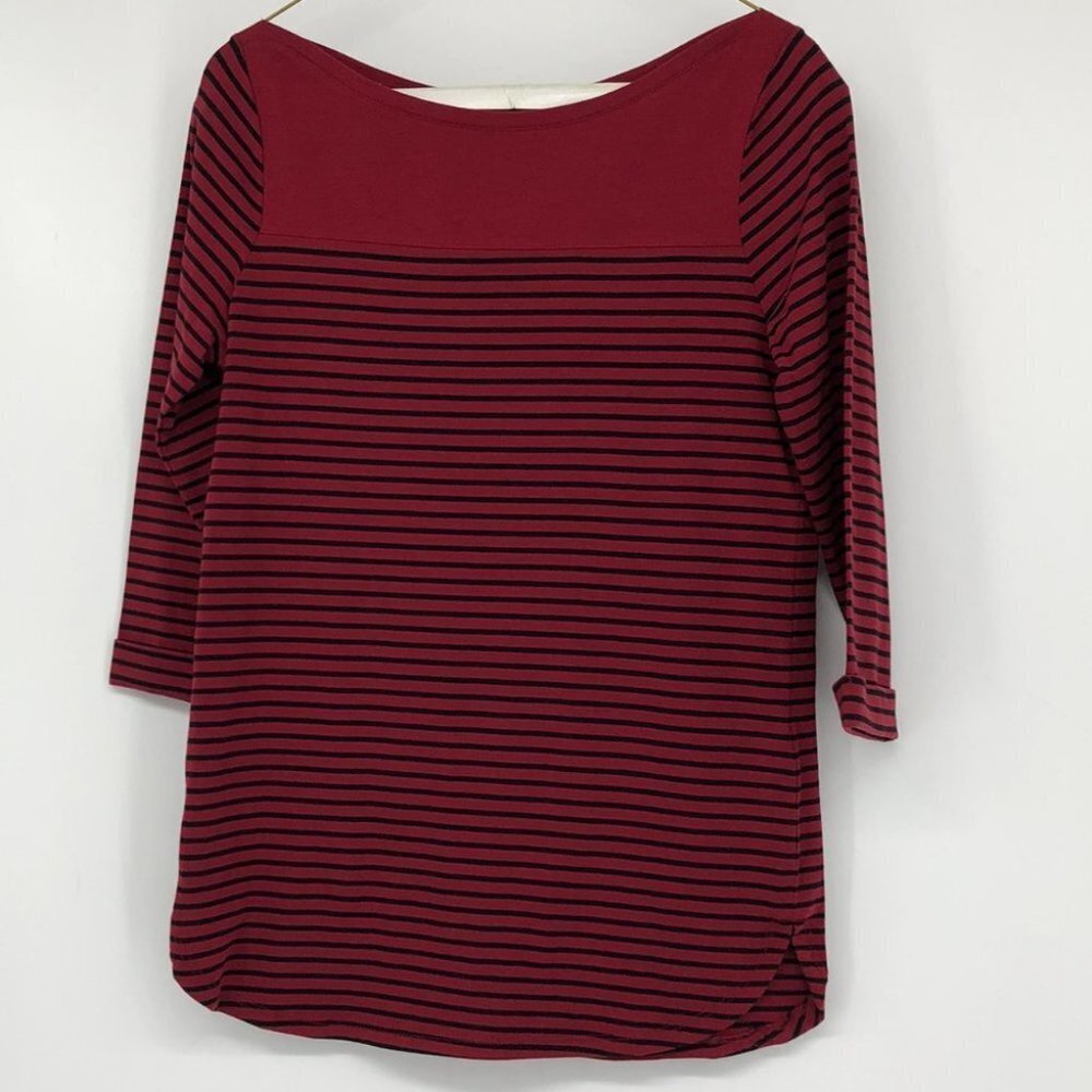 NWT- Reitman's Red & Black Striped 3/4 Sleeve T  shirt XS - Picture 2 of 16